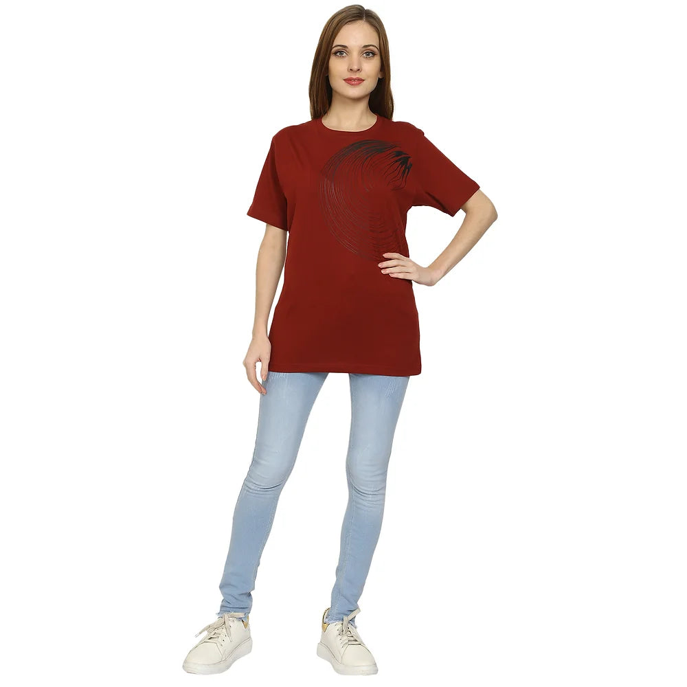 Women Red Pure Cotton T-shirt