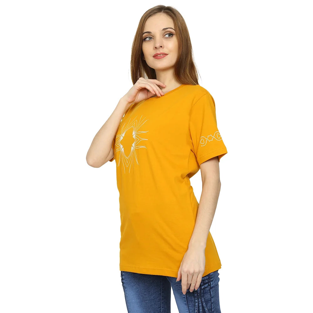 Women Yellow Pure Cotton T-shirt