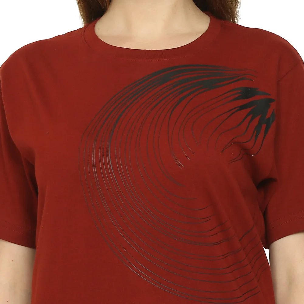 Women Red Pure Cotton T-shirt