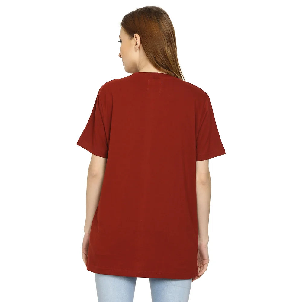 Women Red Pure Cotton T-shirt