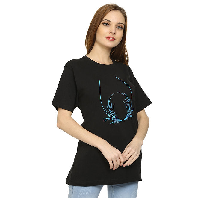 Women Black Pure Cotton T-shirt