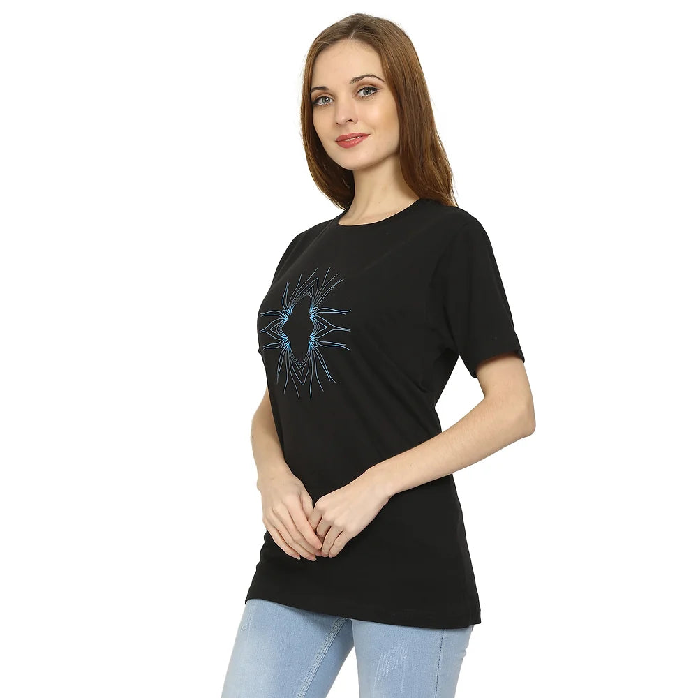 Women Black Pure Cotton T-shirt