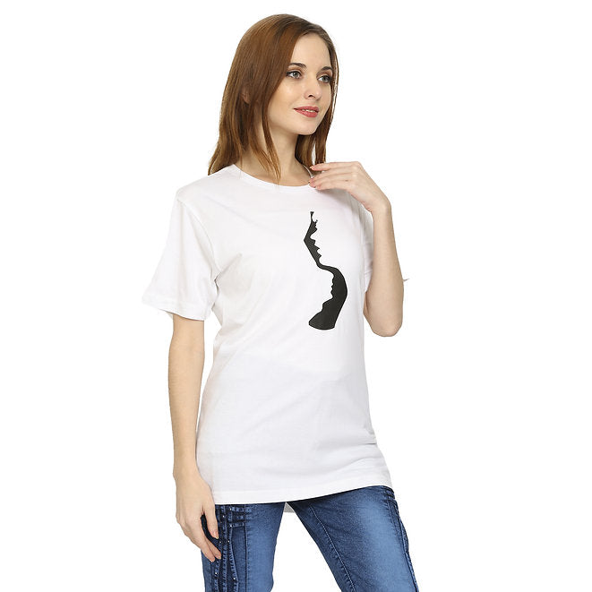 Women White Pure Cotton T-shirt