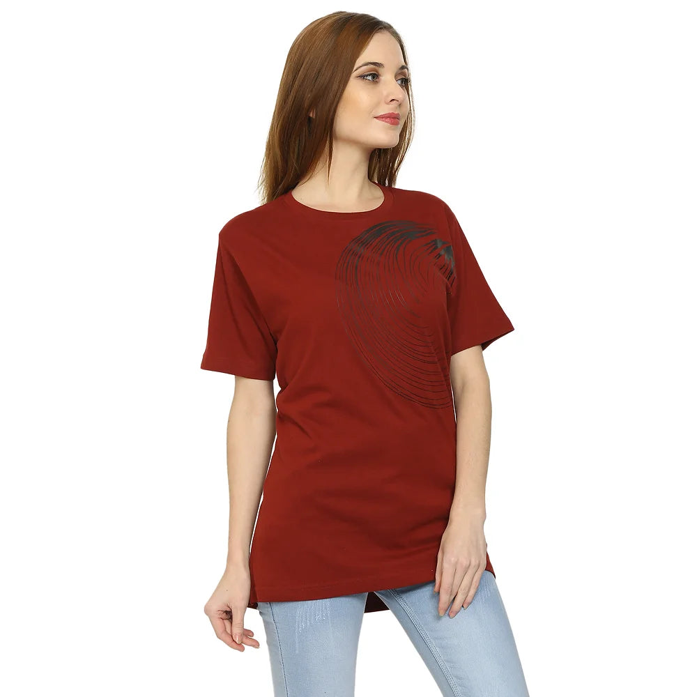 Women Red Pure Cotton T-shirt