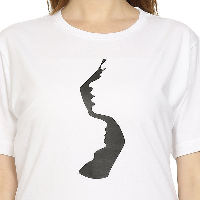 Women White Pure Cotton T-shirt