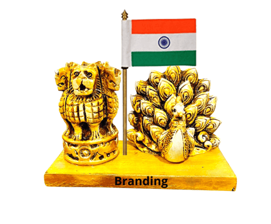 India Flag With Peacock and Ashoka Pen Stand