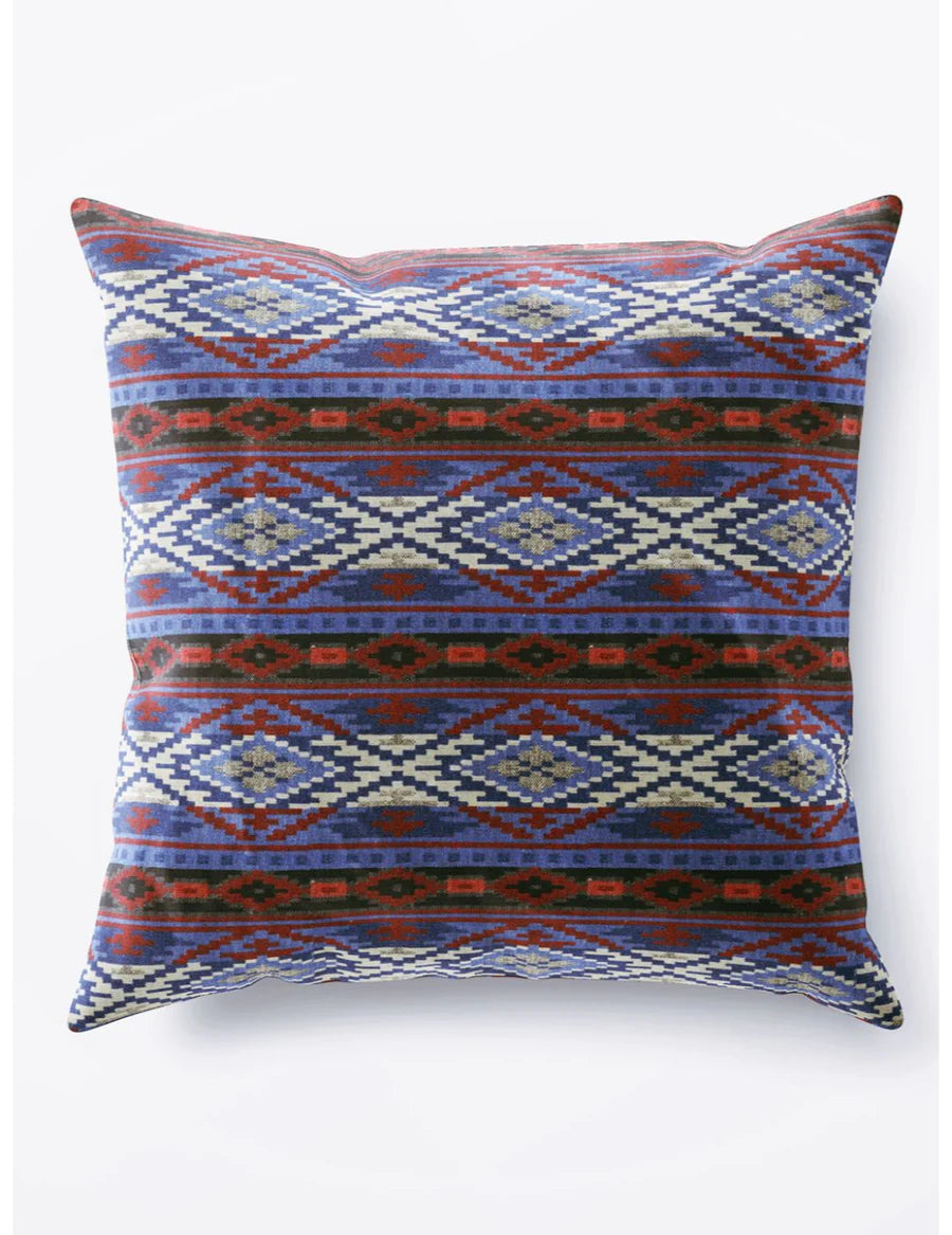 Decorative Hand Loom Cotton Jute Cushion Covers (ornamental-blue/multi)